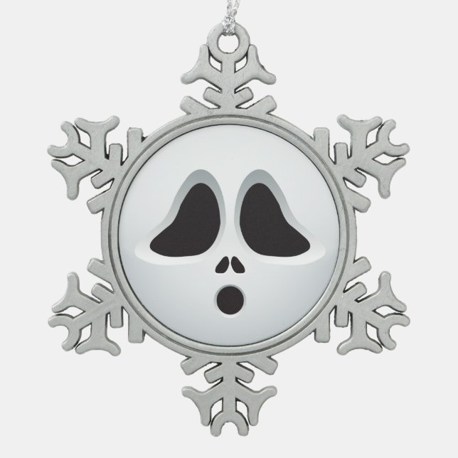 Der Schrei Halloween Emoji Schneeflocken Zinn-Ornament (Vorderseite)
