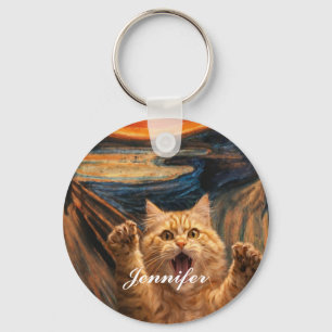 Der Schrei Katzenparodie-Kunst Schlüsselanhänger