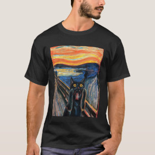 Der Schrei Schwarze Katze von Munch Edvard Berühmt T-Shirt