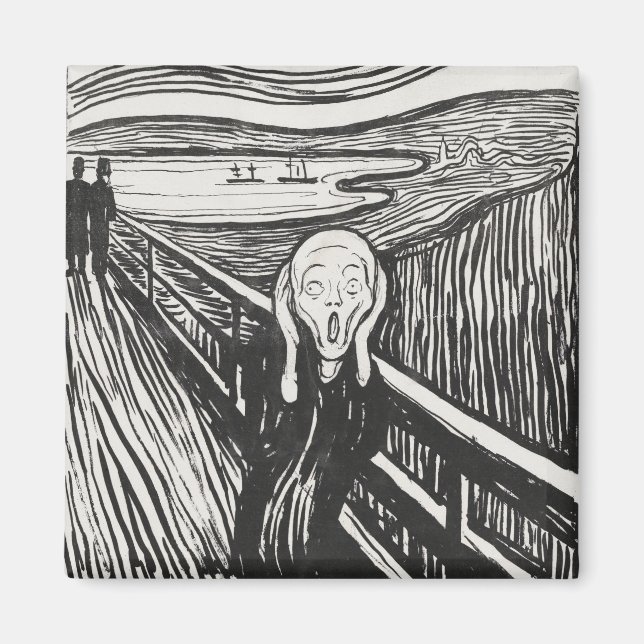 Der Schrei von Edvard Munch Black and White Magnet (Vorne)