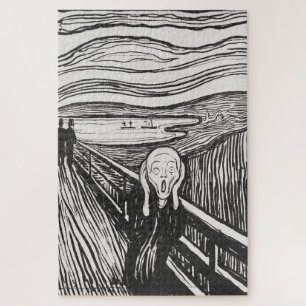 Der Schrei von Edvard Munch Black and White Puzzle