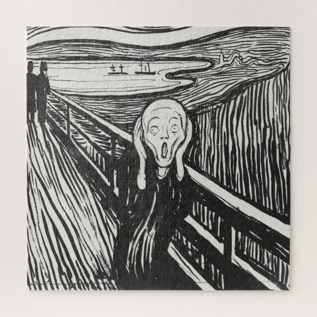 Der Schrei von Edvard Munch Black and White Puzzle (Vertikal)