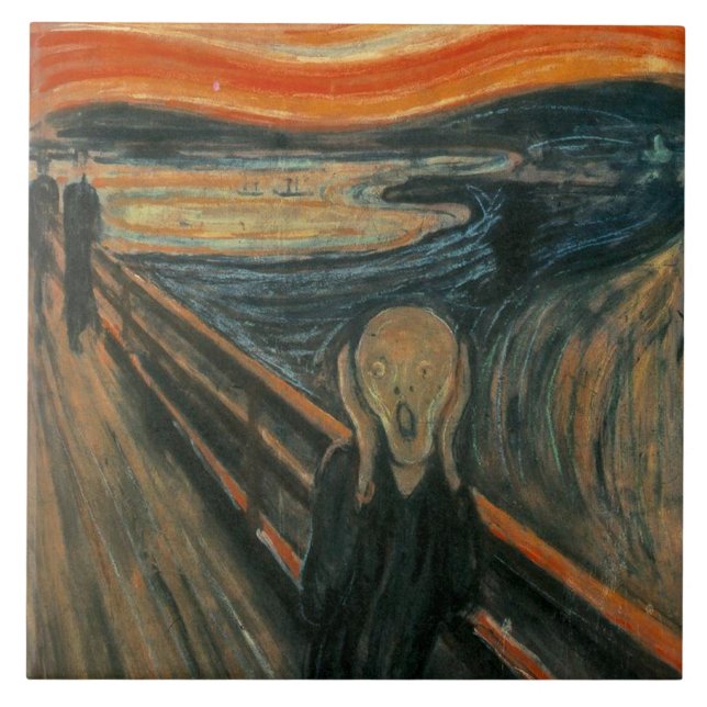 Der Schrei von Edvard Munch Fliese (Vorderseite)