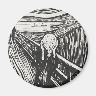 Der Schrei von Edvard Munch Schwarz und Weiß Magnet