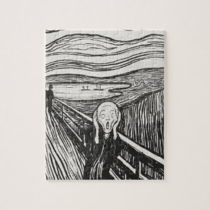Der Schrei von Edvard Munch Schwarz und Weiß Puzzle