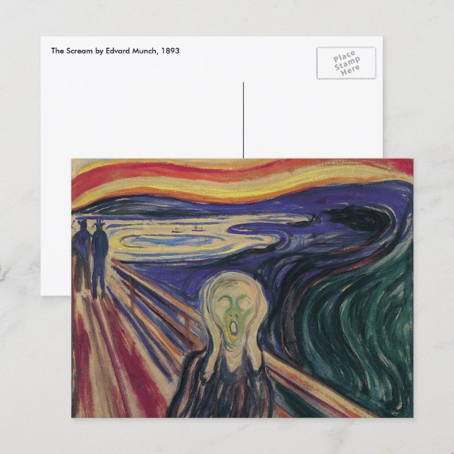 Der Schrei von Edvard Munch, Vintager Expressionis Postkarte (Vorne/Hinten)