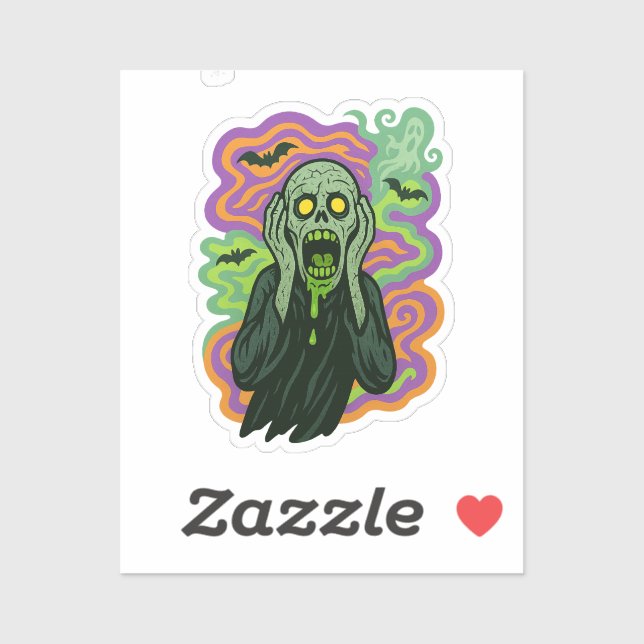 Der Schrei - Zombie-Cartoon Aufkleber (Blatt)