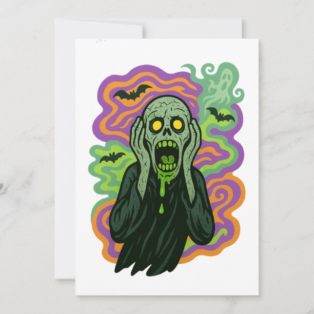 Der Schrei - Zombie-Cartoon Einladung (Vorderseite)