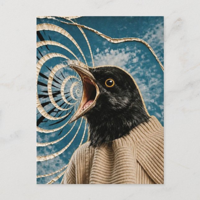 Der schreiende schwarze Vogel Postkarte (Vorderseite)