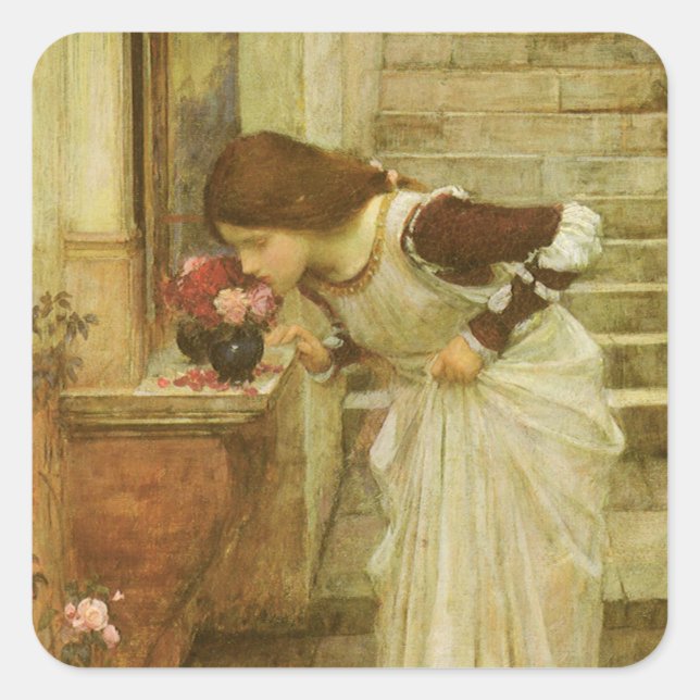 Der Schrein von John William Waterhouse Quadratischer Aufkleber (Vorderseite)