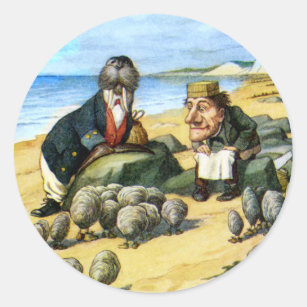 Der Schreiner und der Walrus Consider Austern Runder Aufkleber