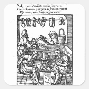 Der Schuh-Hersteller Quadratischer Aufkleber