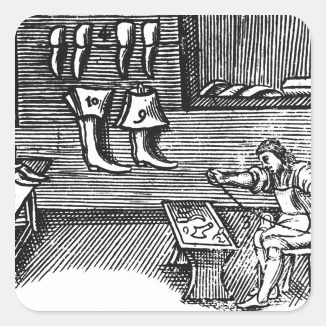Der Schuhmacher Quadratischer Aufkleber (Vorderseite)