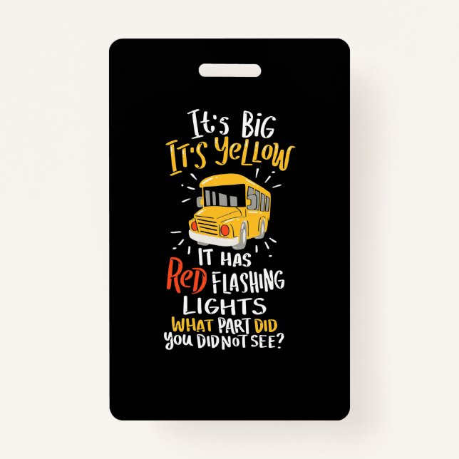 Der Schulbus ist groß und gelb Ausweis (Vorderseite)