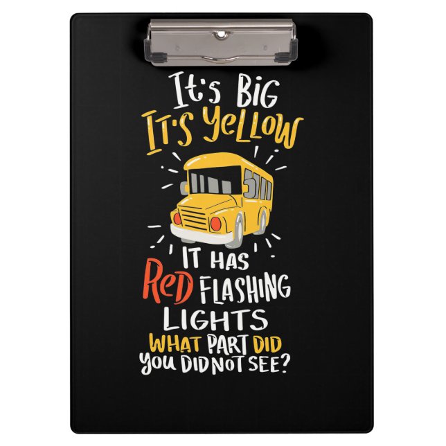 Der Schulbus ist groß und gelb Klemmbrett (Vorderseite)