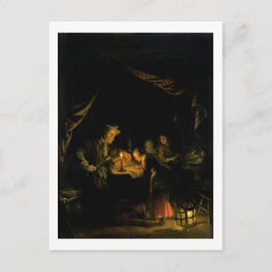 Der Schulmeister, 1660-65 (Öl auf Tafel) Postkarte