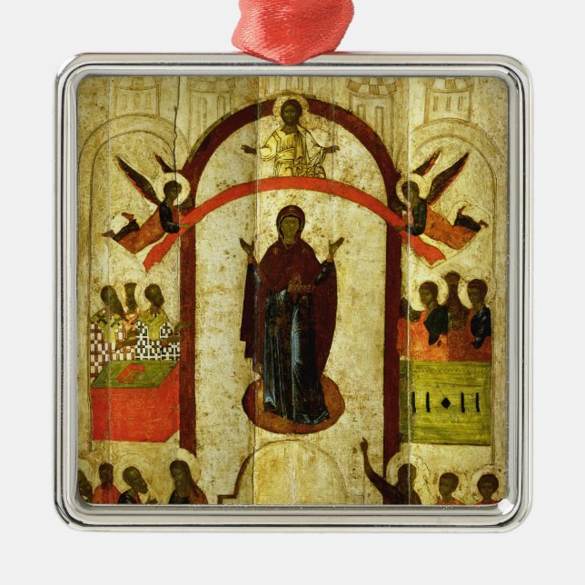 Der Schutz der Theotokos Russeikone Ornament Aus Metall (Vorne)