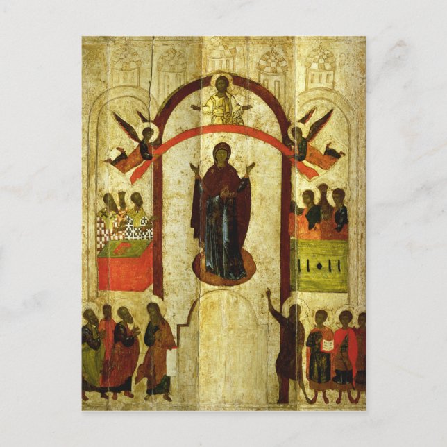 Der Schutz der Theotokos Russeikone Postkarte (Vorderseite)