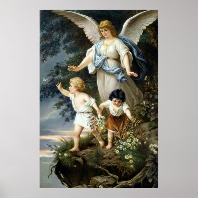 Der Schutzengel - Bernhard Plockhorst Poster (Vorne)