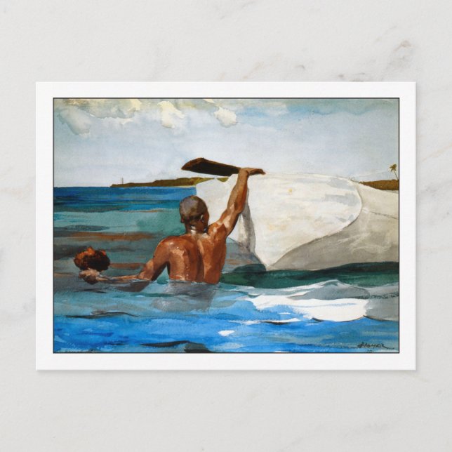Der Schwammtaucher von Winslow Homer Postkarte (Vorderseite)