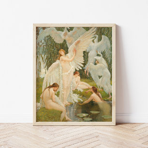 Der Schwan Maidens   Walter Crane Poster
