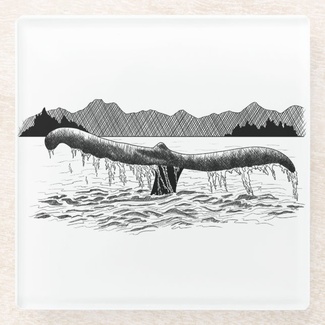 Der Schwanz der Wale Glasuntersetzer (Vorderseite)