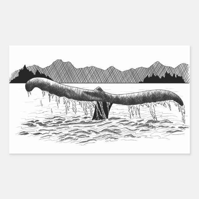 Der Schwanz der Wale Rechteckiger Aufkleber (Vorderseite)