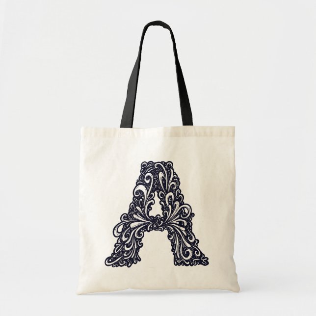 Der schwarz-weiße Buchstabe "A" Tragetasche (Vorne)