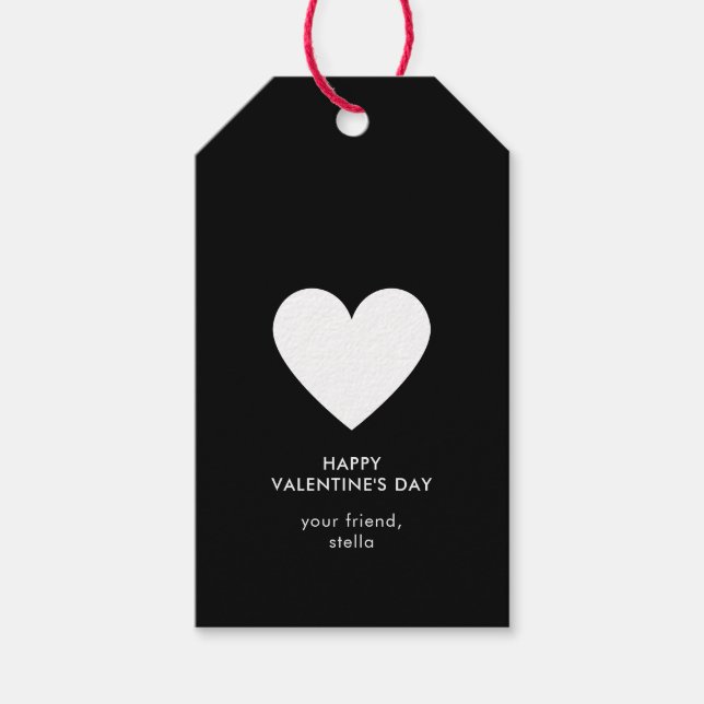 Der Schwarz-weiße Herzstreifen des modernen Happy  Geschenkanhänger (Vorderseite)