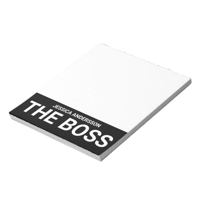 Der Schwarz-weiße komische Notepad für den Boss. Notizblock (Rotiert)
