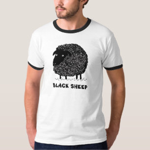 Der schwarze coole Wooly Schaf-Cartoon der Schaf-  T-Shirt