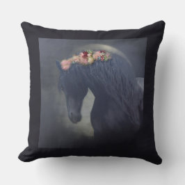 Der Schwarze Friesian - Pillow Kissen
