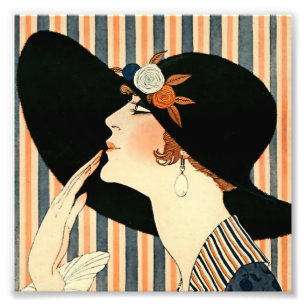 „Der schwarze Hut“ Art Deco von George Barbier Fotodruck