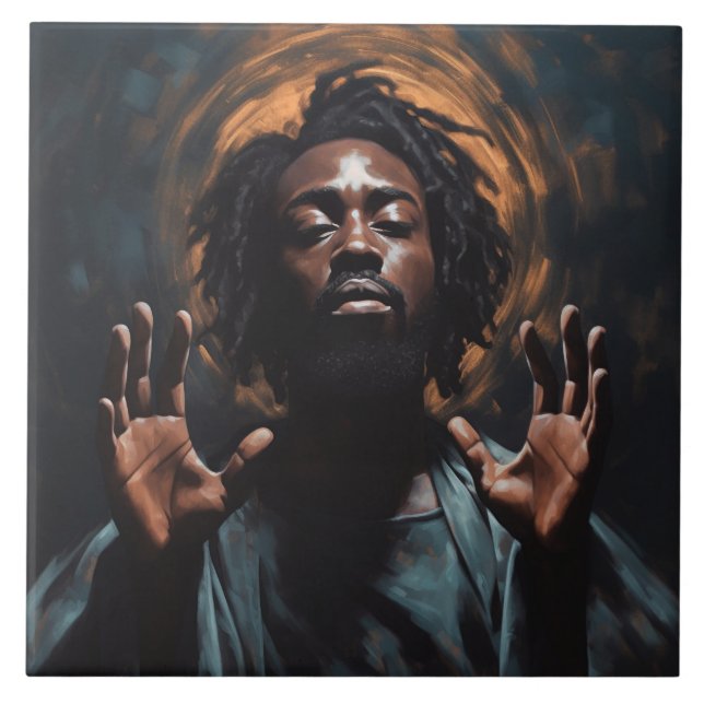 Der schwarze Jesus, den er mich berührt hat Fliese (Vorderseite)