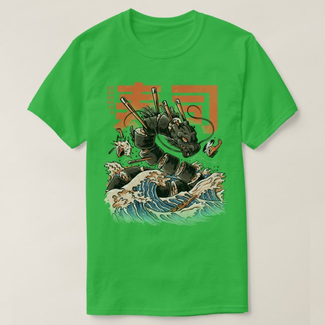 Der schwarze Sushi-Drache T-Shirt (Design vorne)