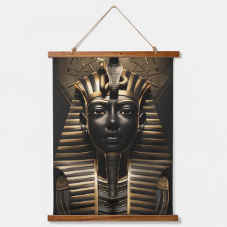 Der schwarze und goldene ägyptische Pharao Wandteppich Mit Holzrahmen