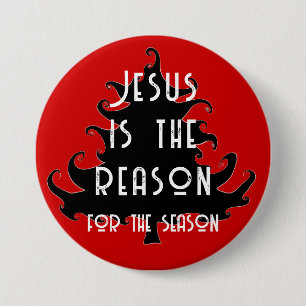 Der Schwarze und Rote Jesus ist das Weihnachtsfest Button