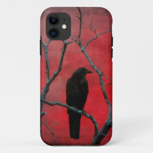 Der schwarze Vogel im Roten iPhone 11 Hülle