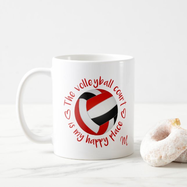 Der schwarze Volleyballplatz ist mein glücklicher  Kaffeetasse (Mit Donut)