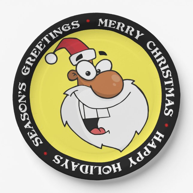 Der schwarze Weihnachtsmann macht seine schmutzige Pappteller (Vorderseite)