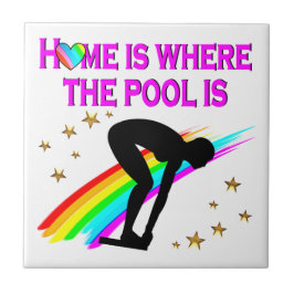 DER SCHWIMMER IST IMMER ZUM POOL BEREIT FLIESE