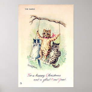 Der Schwingen, Weihnachten und Neujahr, Louis Wain Poster