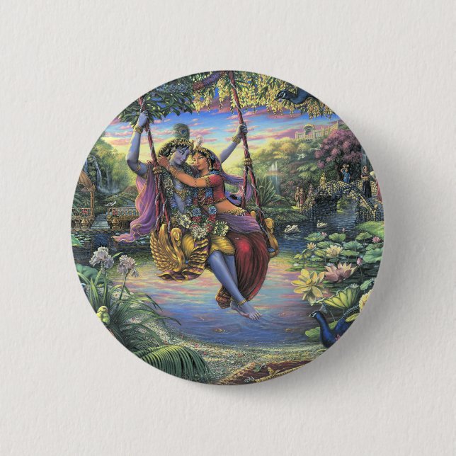Der Schwingen-Zeitvertreib - Radha und Krishna Button (Vorderseite)