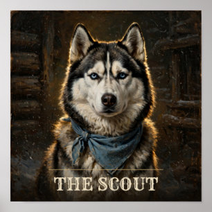 Der Scout Siberian Husky Vintage Western Pet Portr Poster