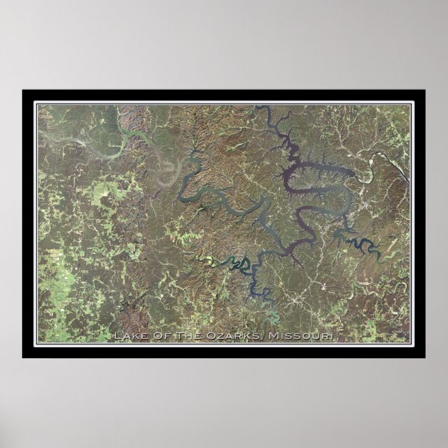 Der See des Ozarks Missouri Satellitenposter Karte Poster (Vorne)