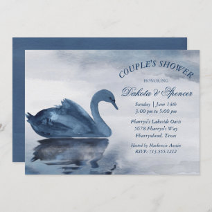 Der See   Dusty Blue Swan Couple Dusche Einladung