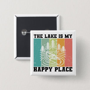 Der See ist mein glücklicher Ort Distressed Vintag Button