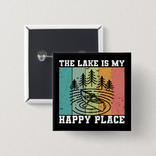 Der See ist mein glücklicher Ort Distressed Vintag Button