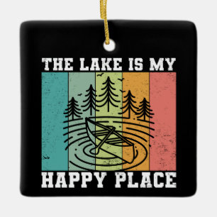 Der See ist mein glücklicher Ort Distressed Vintag Keramikornament