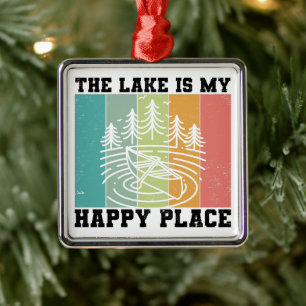 Der See ist mein glücklicher Ort Distressed Vintag Ornament Aus Metall